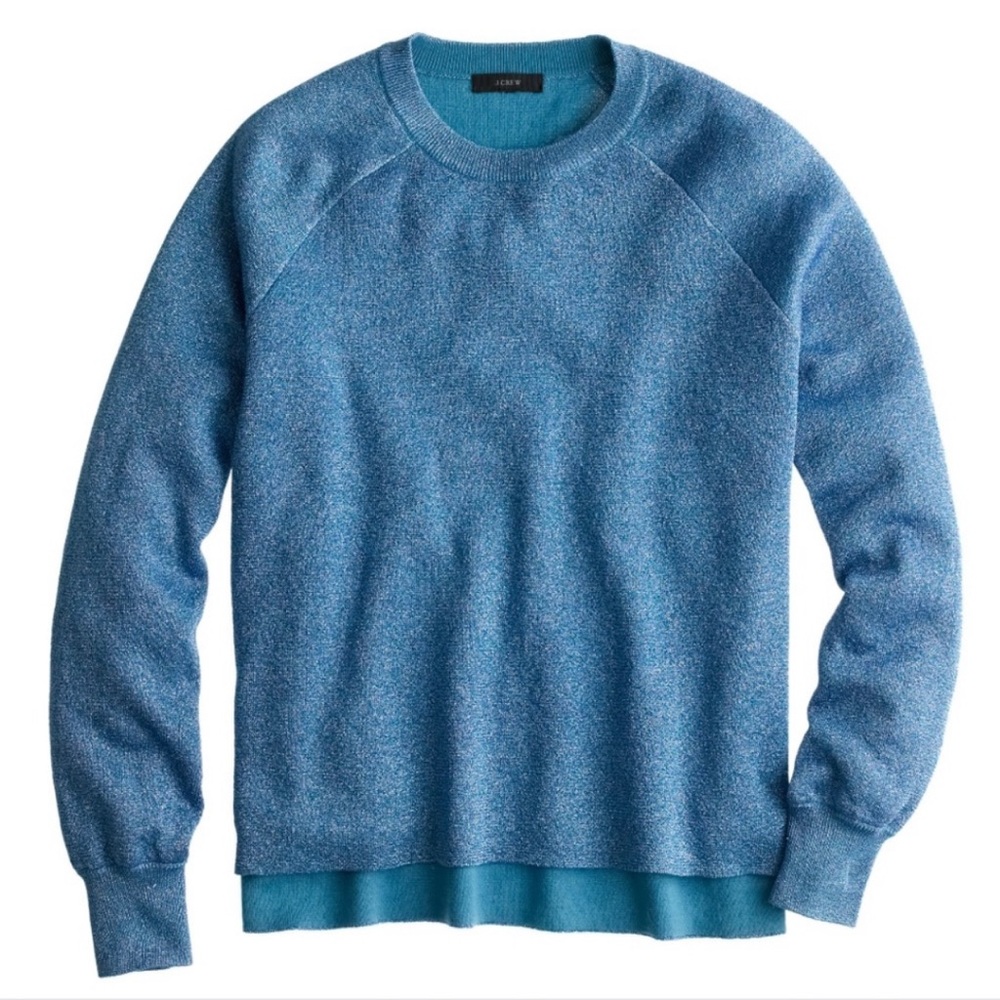 J. CREW blue Sparkle Side Slit sweater - Picture 1 of 9